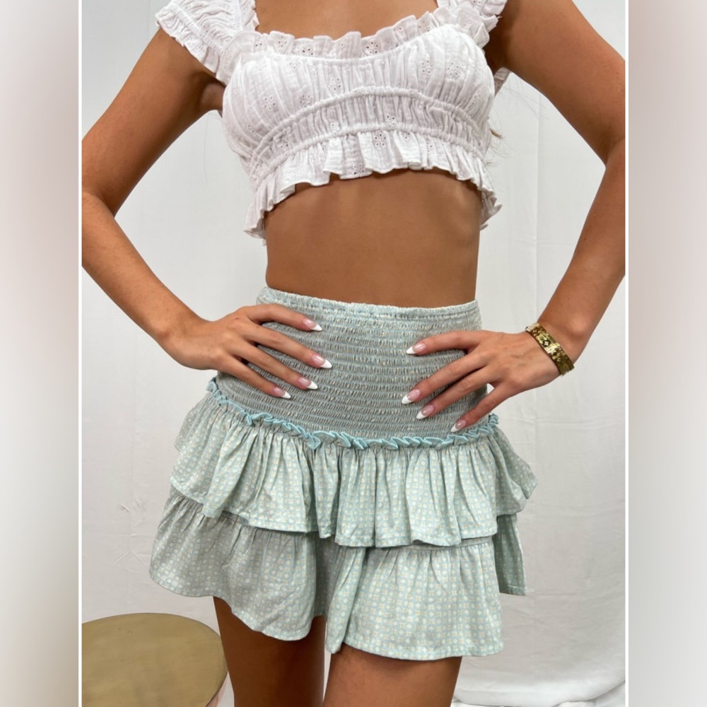 isabella’s cabinet blue ruffle skirt
